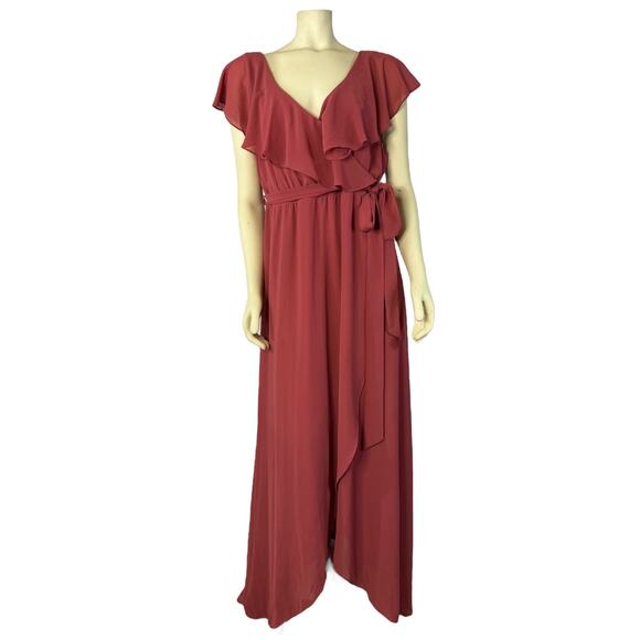 Baltic Born Katya Ruffle Maxi Dress Rosewood Tie Waist dress size XXXL - Picture 3 of 12